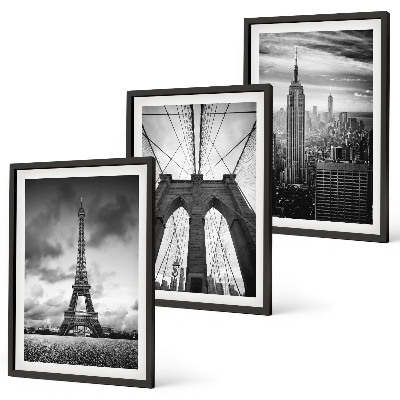 Lot de 3 tableaux pour salon Tours de pont monochromes