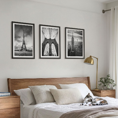 Lot de 3 tableaux pour salon Tours de pont monochromes