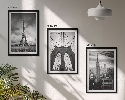 Lot de 3 tableaux pour salon Tours de pont monochromes