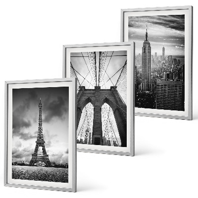 Lot de 3 tableaux pour salon Tours de pont monochromes