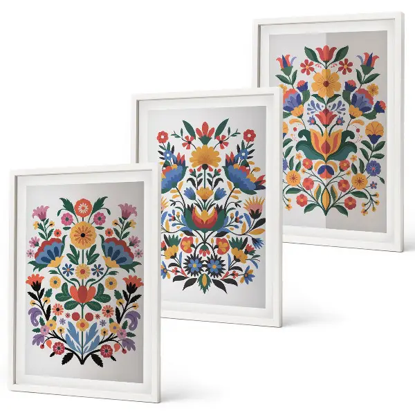 Cadre photo mural avec motifs floraux aux couleurs intenses