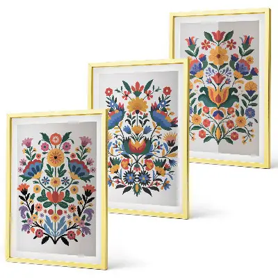 Cadre photo mural avec motifs floraux aux couleurs intenses