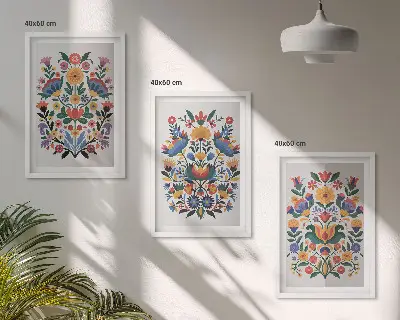 Cadre photo mural avec motifs floraux aux couleurs intenses