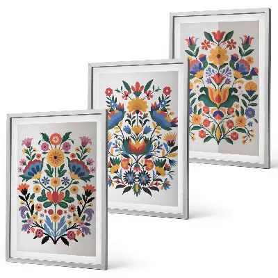 Cadre photo mural avec motifs floraux aux couleurs intenses