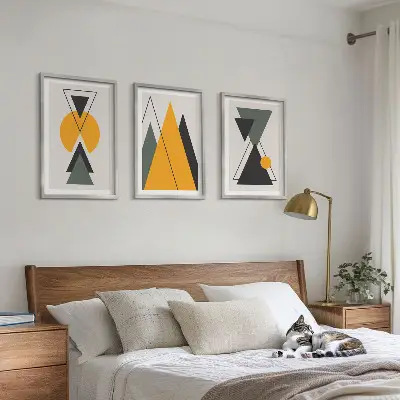 Tableaux pour salon Formes géométriques abstraites lot de 3 pièces