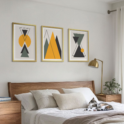Lot de 3 tableaux pour salon Formes géométriques abstraites