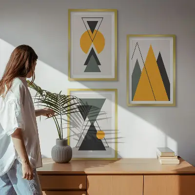 Tableaux pour salon Formes géométriques abstraites lot de 3 pièces