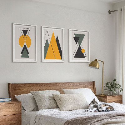 Lot de 3 tableaux pour salon Formes géométriques abstraites