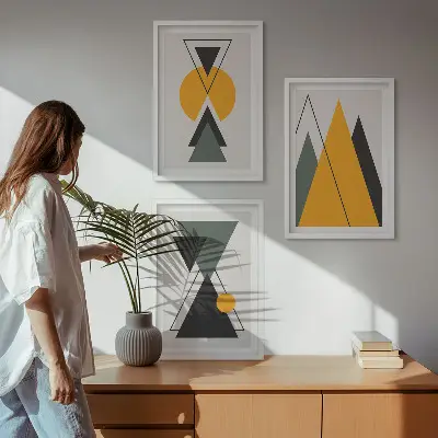 Tableaux pour salon Formes géométriques abstraites lot de 3 pièces