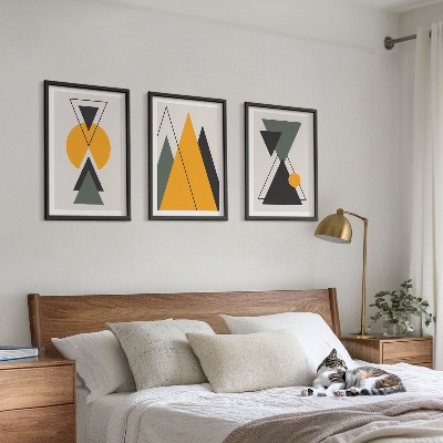Lot de 3 tableaux pour salon Formes géométriques abstraites