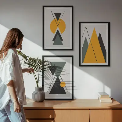 Tableaux pour salon Formes géométriques abstraites lot de 3 pièces