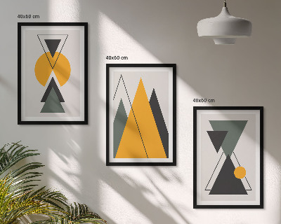 Lot de 3 tableaux pour salon Formes géométriques abstraites