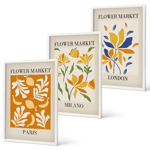 Cadre photo mural Affiches florales Paris Milan Londres