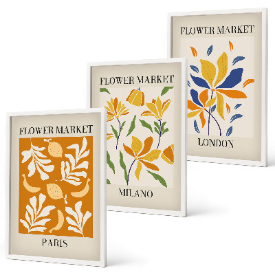 Cadre photo mural Affiches florales Paris Milan Londres