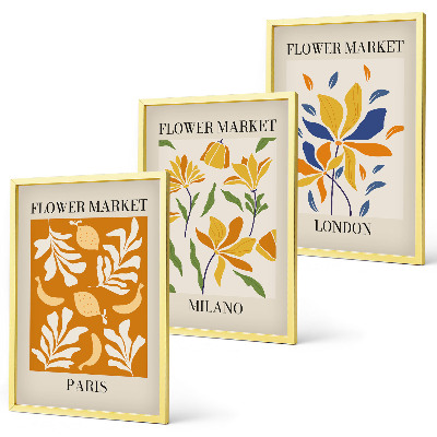 Cadre photo mural Affiches florales Paris Milan Londres