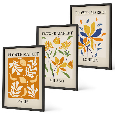 Cadre photo mural Affiches florales Paris Milan Londres