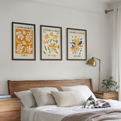 Cadre photo mural Affiches florales Paris Milan Londres
