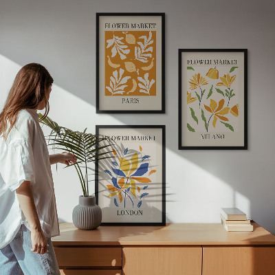 Cadre photo mural Affiches florales Paris Milan Londres