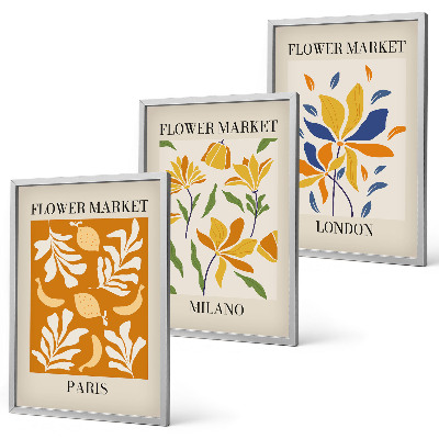 Cadre photo mural Affiches florales Paris Milan Londres