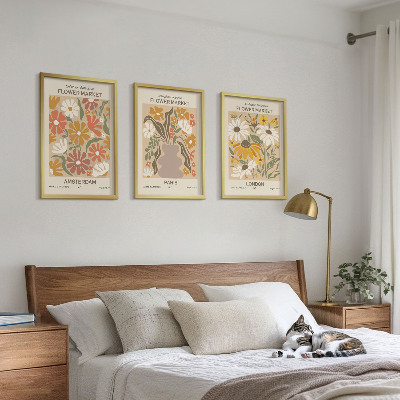Lot de 3 tableaux pour salon Motifs floraux Amsterdam Paris Londres