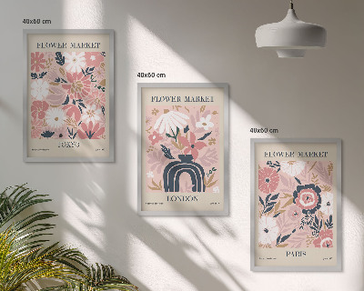 Cadre photo mural Motifs floraux Tokyo Londres Paris