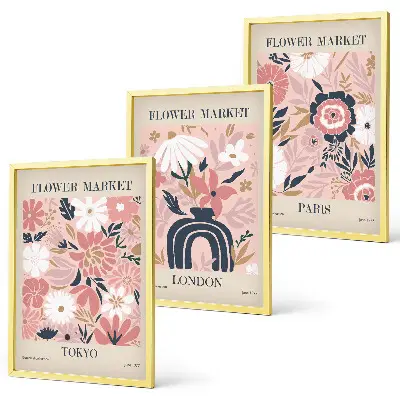 Cadre photo mural avec motifs floraux Tokyo Londres Paris