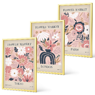 Cadre photo mural Motifs floraux Tokyo Londres Paris