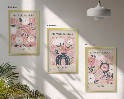 Cadre photo mural Motifs floraux Tokyo Londres Paris