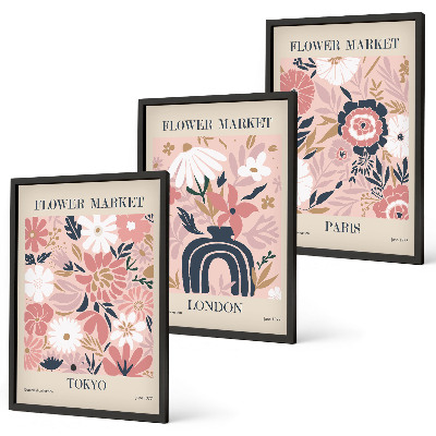 Cadre photo mural Motifs floraux Tokyo Londres Paris