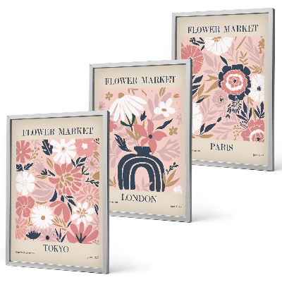 Cadre photo mural Motifs floraux Tokyo Londres Paris