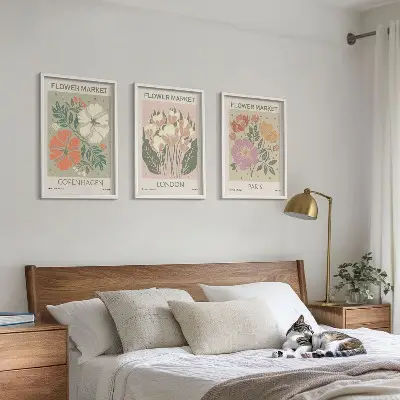 Lot de 3 affiches florales motifs Copenhague Londres et Paris