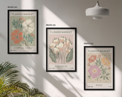 Lot de 3 tableaux pour salon Affiches florales Copenhague Londres Paris