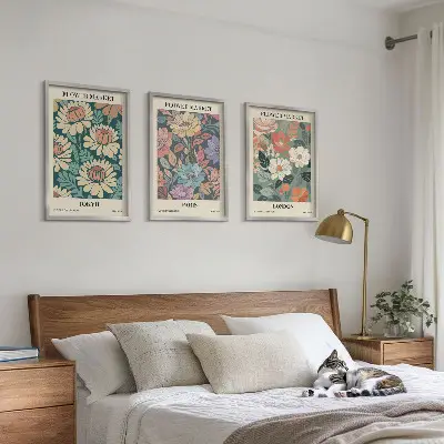 Cadre photo mural affiches de fleurs motifs Tokyo Paris Londres