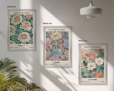 Cadre photo mural Affiches de fleurs Tokyo Paris Londres