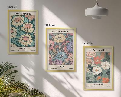 Cadre photo mural Affiches de fleurs Tokyo Paris Londres