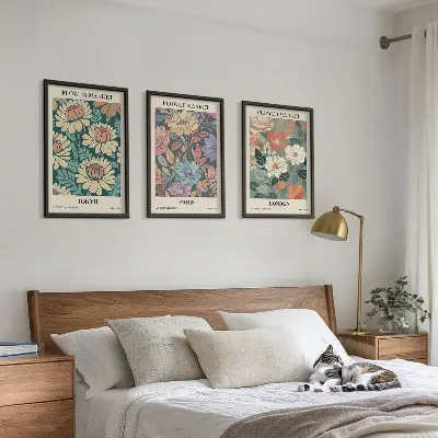 Cadre photo mural affiches de fleurs motifs Tokyo Paris Londres