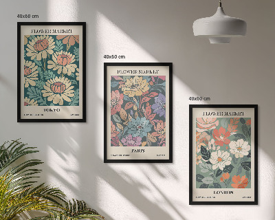 Cadre photo mural Affiches de fleurs Tokyo Paris Londres