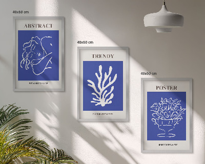 Lot de 3 tableaux pour salon Affiches bleues élégantes