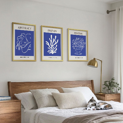 Lot de 3 tableaux pour salon Affiches bleues élégantes