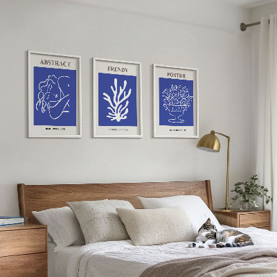 Lot de 3 tableaux pour salon Affiches bleues élégantes