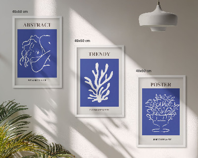 Lot de 3 tableaux pour salon Affiches bleues élégantes