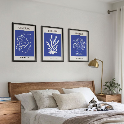 Lot de 3 tableaux pour salon Affiches bleues élégantes
