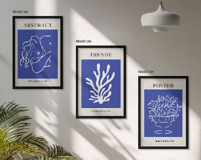 Lot de 3 tableaux pour salon Affiches bleues élégantes