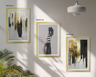 Cadre photo mural avec motifs abstraits peints à la main