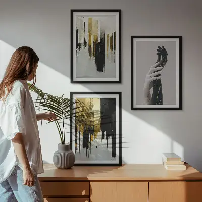 Cadre photo mural avec motifs abstraits peints à la main