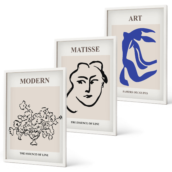 Lot de 3 tableaux pour salon Affiches minimalistes abstraites