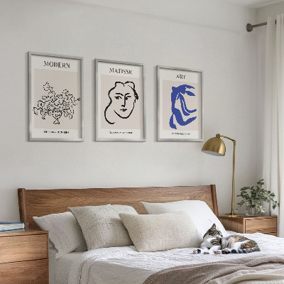 Lot de 3 tableaux pour salon Affiches minimalistes abstraites