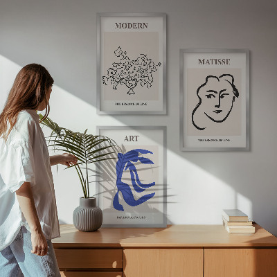 Lot de 3 tableaux pour salon Affiches minimalistes abstraites