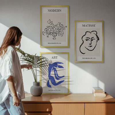 Lot de 3 tableaux pour salon Affiches minimalistes abstraites