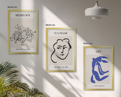 Lot de 3 tableaux pour salon Affiches minimalistes abstraites